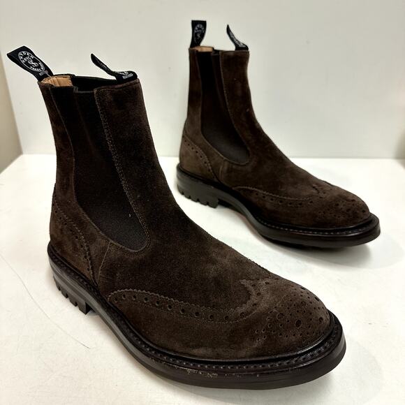 NWOT Todd Snyder x Tricker's Henry Wing Cap Chelsea Suede Boot Mens UK 7/ US 8.5 - Picture 3 of 12